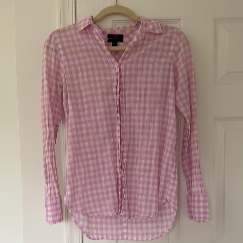 Pink Gingham Button-Up Shirt